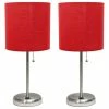 Best reviews of 😍 All The Rages Inc. Decorative Stick Lamp With USB Charging Port, Red Fabric Shade - 2 Pack Set 🤩
