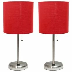 Best reviews of 😍 All The Rages Inc. Decorative Stick Lamp With USB Charging Port, Red Fabric Shade - 2 Pack Set 🤩