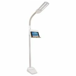 New ✨ OttLite Technologies OttLite Dual Shade LED Floor Lamp With USB Charging Station, White 🌟