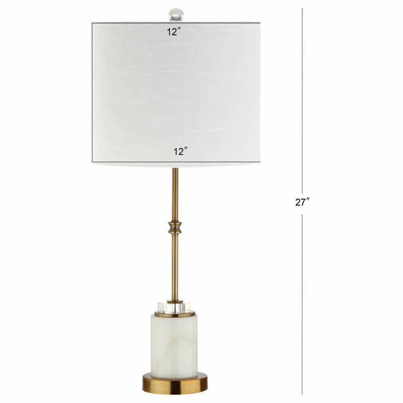 Outlet 🔥 JONATHAN Y Harper 27" Marble And Crystal Table Lamp, Brass, Set Of 2 🎉 - Image 6