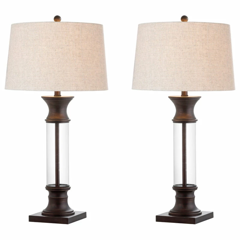 Budget ⭐ JONATHAN Y Hunter 32" Metal And Glass Table Lamp, Set Of 2, Bronze, Clear 😉