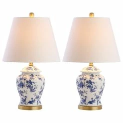 Brand new 🧨 JONATHAN Y Penelope 22" Chinoiserie Table Lamp, Blue And White, Set Of 2 😉