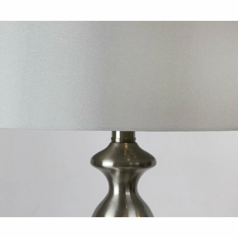 Best Sale 🤩 LumiSource 26.5" Brushed Nickel Table Lamps Light Gray Shade, Set Of 2 😀 - Image 2