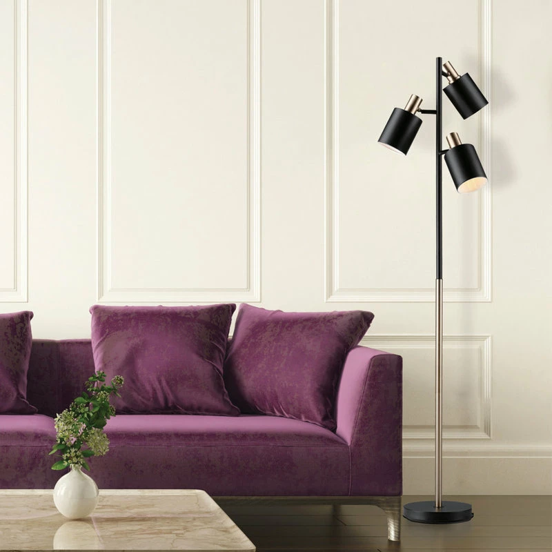 Wholesale 💯 Globe Electric Novogratz X Globe 67" 3-Light Matte Black Track Tree Lamp, Matte Brass Accents 🔔 - Image 5