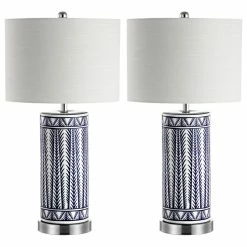 Deals ๐ JONATHAN Y Sulka 27" Ceramic USB Charging LED Table Lamps, Set Of 2, Navy ๐