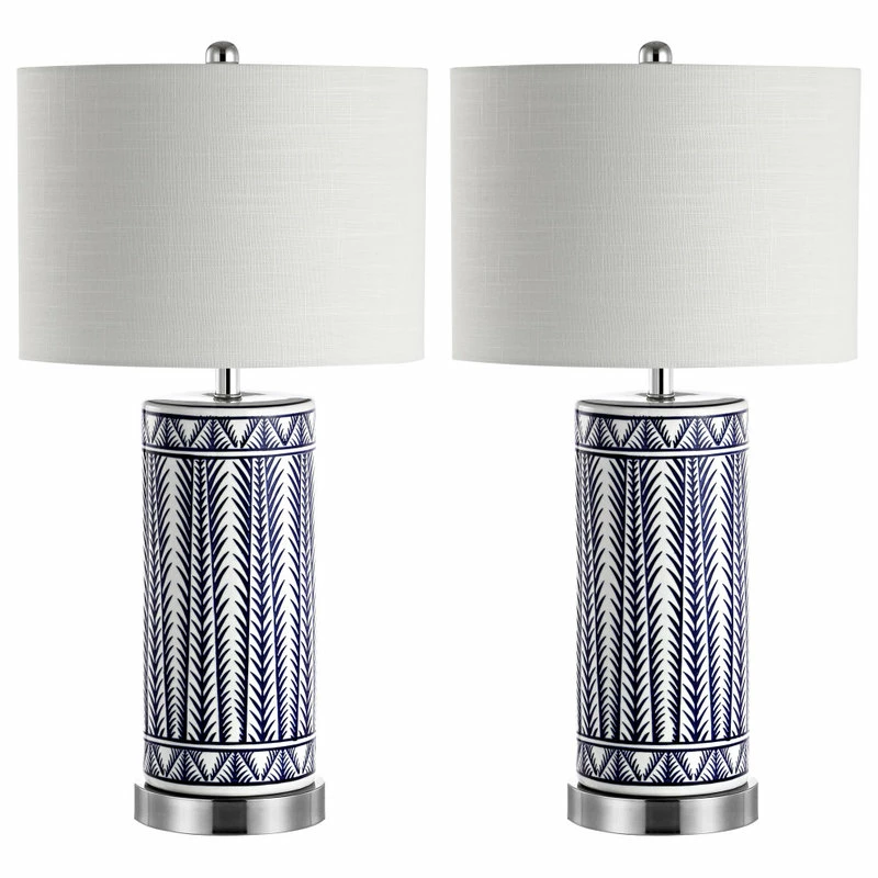 Deals ๐ JONATHAN Y Sulka 27" Ceramic USB Charging LED Table Lamps, Set Of 2, Navy ๐