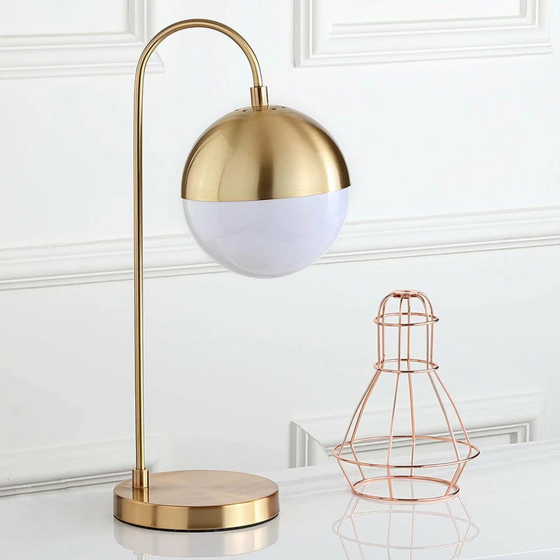 New ❤️ Aiwen Modern Industrial Brass Metal Glass Ball Shade Metal Gold Arched Table Lamp 🔔 - Image 5