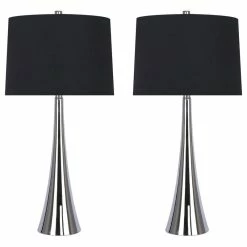 Best reviews of 🛒 LumiSource 29.5" Polished Nickel Mirrored Metal Table Lamp, Set Of 2 ✔️