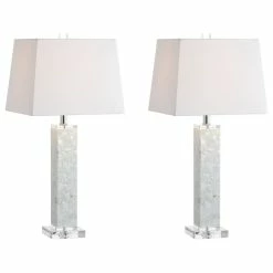 Deals 🎁 JONATHAN Y Noelle 28.5" Seashell LED Table Lamp, White, Set Of 2 👏
