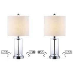 Best reviews of 🤩 JONATHAN Y Abner Glass Modern Contemporary USB Charging LED Table Lamp, Chrome/Clear 🔥