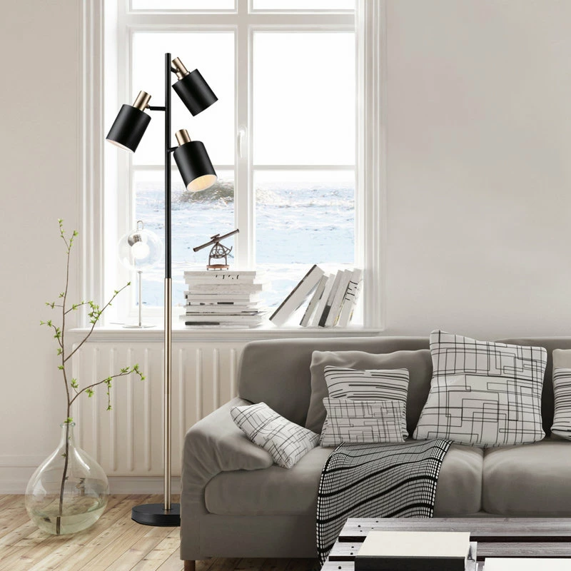 Wholesale 💯 Globe Electric Novogratz X Globe 67" 3-Light Matte Black Track Tree Lamp, Matte Brass Accents 🔔 - Image 4