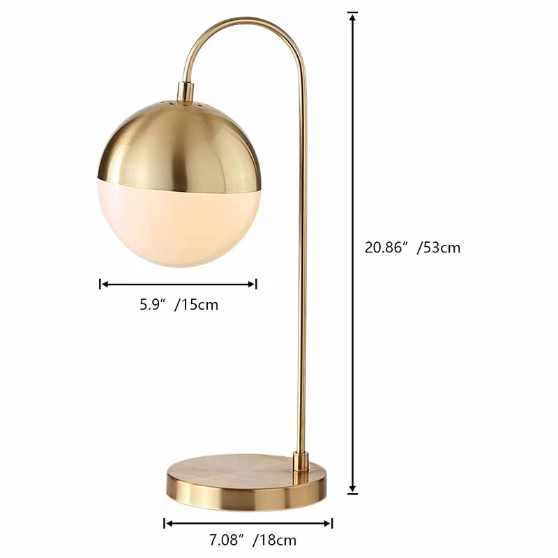 New ❤️ Aiwen Modern Industrial Brass Metal Glass Ball Shade Metal Gold Arched Table Lamp 🔔 - Image 6