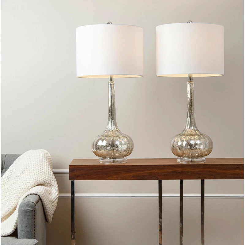 Buy 🔥 Abbyson Living Mercury Antiqued Glass Table Lamps, Set Of 2, Silver ✨ - Image 4
