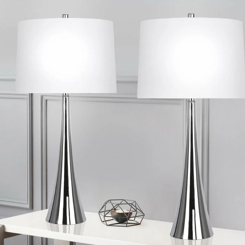 Buy ๐ LumiSource 29.5" Nickel Mirrored Metal Table Lamps Tapered, Set Of 2 โญ - Image 4