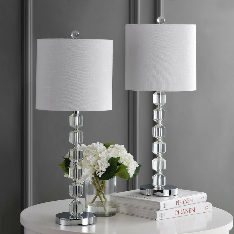 Wholesale 🔔 JONATHAN Y Cary 28" Modern Stacked Crystal And Metal LED Table Lamp, Chrome And Clear 🥰 - Image 4