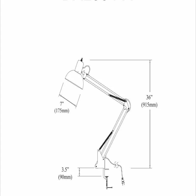 Wholesale ๐งจ Dainolite Ltd. Dexter Clamp-on Task Lamp, Gloss Black ๐ฅ - Image 2