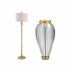 Best deal โจ JONATHAN Y Evelyn 60" Crystal And Metal Floor Lamp, Brass Gold And Clear โจ