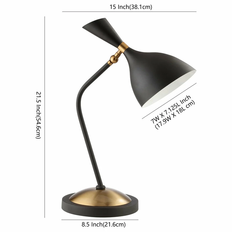 Wholesale 😀 Albert 21.5" Iron Retro Mid-Century LED Table Lamp, Black/Gold By JONATHAN Y 🌟 - Image 8