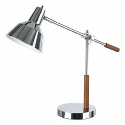 Best deal 👏 Aspen Creative Corporation 40042, 24 1/2" High Modern Metal Desk Lamp, Chrome Finish With Wood Accents 🌟