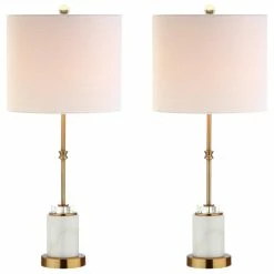 Outlet 🔥 JONATHAN Y Harper 27" Marble And Crystal Table Lamp, Brass, Set Of 2 🎉