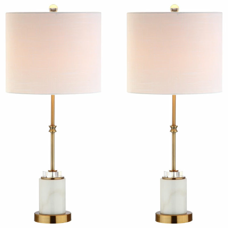 Outlet 🔥 JONATHAN Y Harper 27" Marble And Crystal Table Lamp, Brass, Set Of 2 🎉