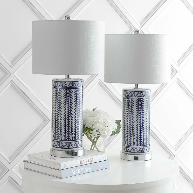 Deals ๐ JONATHAN Y Sulka 27" Ceramic USB Charging LED Table Lamps, Set Of 2, Navy ๐ - Image 4