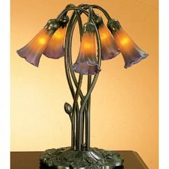 Top 10 🔥 Meyda Tiffany 14962 Stained Glass / Tiffany Table Lamp - Amber/Purple ❤️