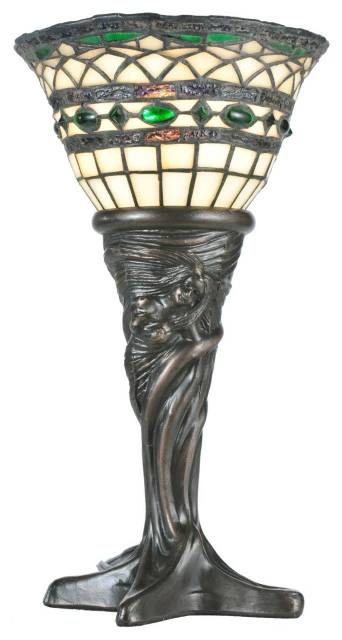 Wholesale π Meyda Tiffany 108936 14" H Tiffany Roman Mini Lamp - Beige Green π§¨