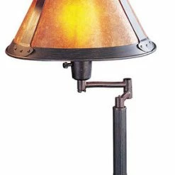 Budget 💯 Cal Lighting 60W Swing Arm Mica Desk Lamp, Rust Finish, Mica Shade 🎉