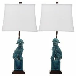 Promo 🥰 Safavieh Foo 28.5" High 🐕 Dog Table Lamps, Set Of 2, Blue 👍