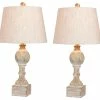 Cheapest 💯 Fangio Lighting 26.5" Distressed Column Resin Table Lamp, Set Of 2, Cottage Antique White ⭐