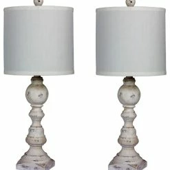 Best reviews of 🎉 Fangio Lighting 26" Distressed Balustrade Resin Table Lamps, Cottage Antique White, Set Of 2 👍