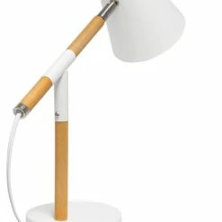 Flash Sale 🔔 Alltherages Simple Designs Modern Desk Lamp And Wooden Pivot - White Matte 🛒