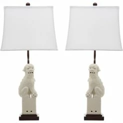 Promo 🎉 Safavieh Foo 28.5" High 🦮 Dog Table Lamps, Set Of 2, Cream ❤️