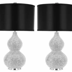 Outlet 🛒 Safavieh Nicole Bead Base Lamps, Black Shade, Set Of 2 ❤️