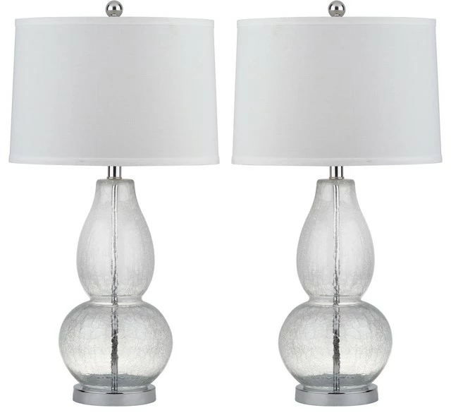 Budget ๐ Safavieh Mercurio Double Gourd Lamps, Set Of 2, Clear Crackle, White Shade ๐
