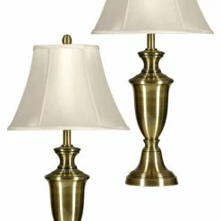 Best deal ⌛ StyleCraft Home Collection Pair Of Steel Table Lamps In Antique Brass Finish With Round Bell Silk Shades 😀