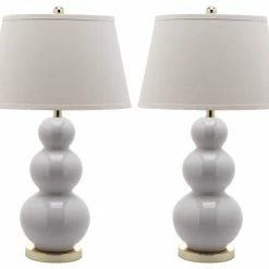 Best Pirce 😍 Safavieh Pamela Triple Gourd Ceramic Lamps, Set Of 2, White 🛒