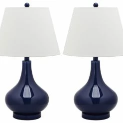 Flash Sale 👍 Safavieh Amy Gourd Glass Lamps, Set Of 2, Navy 🔥