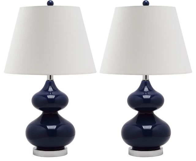 Buy ๐ฅฐ Safavieh Eva Double Gourd Glass Lamps, Set Of 2, Navy ๐ฏ