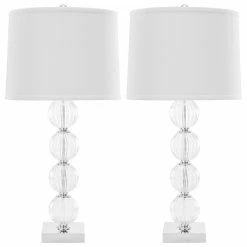 Deals ✔️ Safavieh Amanda 31" Crystal Glass Globe Lamps, Set Of 2, White 💯