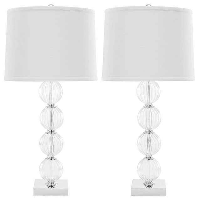 Deals โ๏ธ Safavieh Amanda 31" Crystal Glass Globe Lamps, Set Of 2, White ๐ฏ