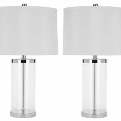 Buy ⌛ Safavieh Jeanie 25" Glass Cylinder Lamps, Set Of 2 🛒