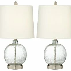 Outlet 😀 Pacific Coast Kitchen & Bath Pacific Coast Saxby Round Table Lamp Set Of 2, Brushed Nickel 🔥