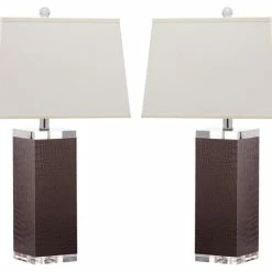 Budget 🤩 Safavieh Deco Leather Table Lamps, Set Of 2, Brown 🥰