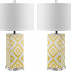 Best reviews of ⭐ Safavieh Diamonds 27" High Table Lamps, Set Of 2, Yellow 🧨