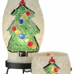 Coupon ⌛ Dale Tiffany Handmade Mosaic 🎁 Christmas Tree Lamp And Candle Holder ⭐
