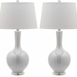 New ❤️ Safavieh Blanche Gourd Lamps, White, 32"H, Set Of 2 🔔
